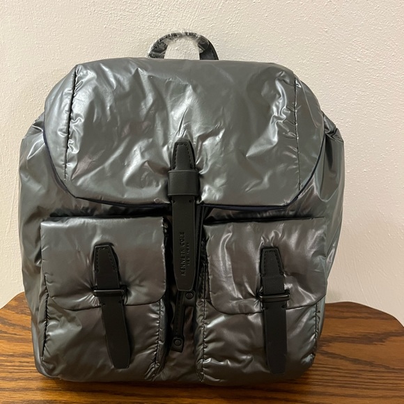 KENNETH COLE Gunmetal Nylon Backpack - Picture 1 of 8